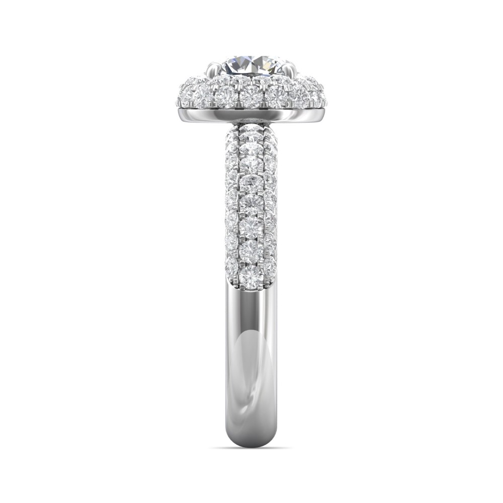 FlyerFit® 14K White Gold Micropave Halo Engagement Ring