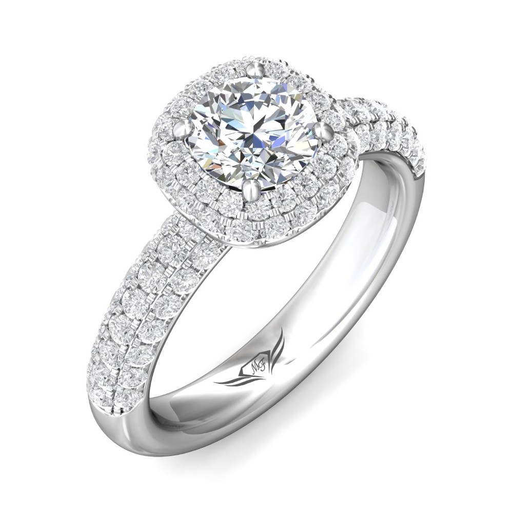 FlyerFit® 14K White Gold Micropave Halo Engagement Ring