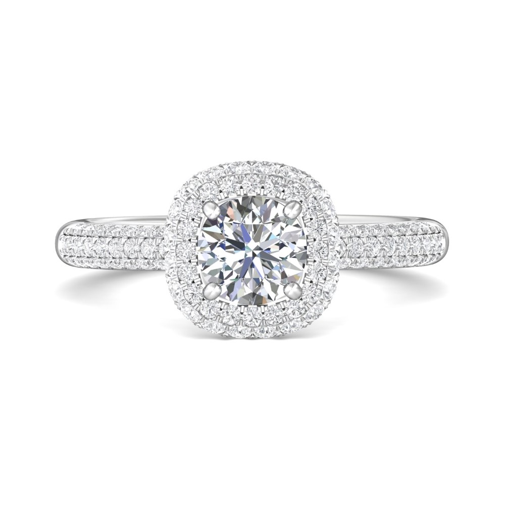 FlyerFit® 14K White Gold Micropave Halo Engagement Ring
