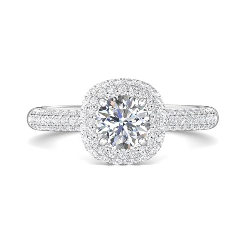 FlyerFit® 14K White Gold Micropave Halo Engagement Ring