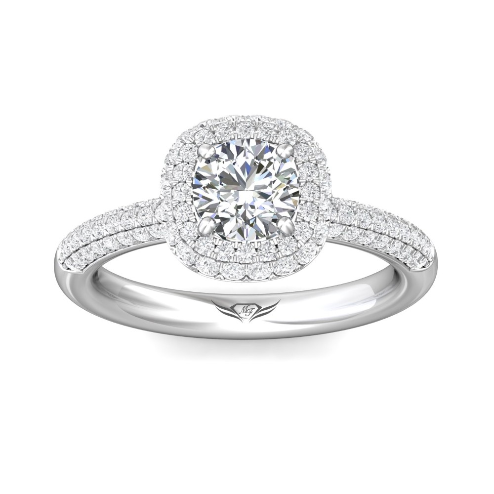 FlyerFit® 14K White Gold Micropave Halo Engagement Ring