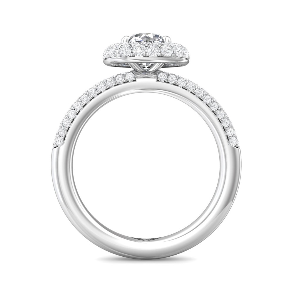FlyerFit® 14K White Gold Micropave Halo Engagement Ring