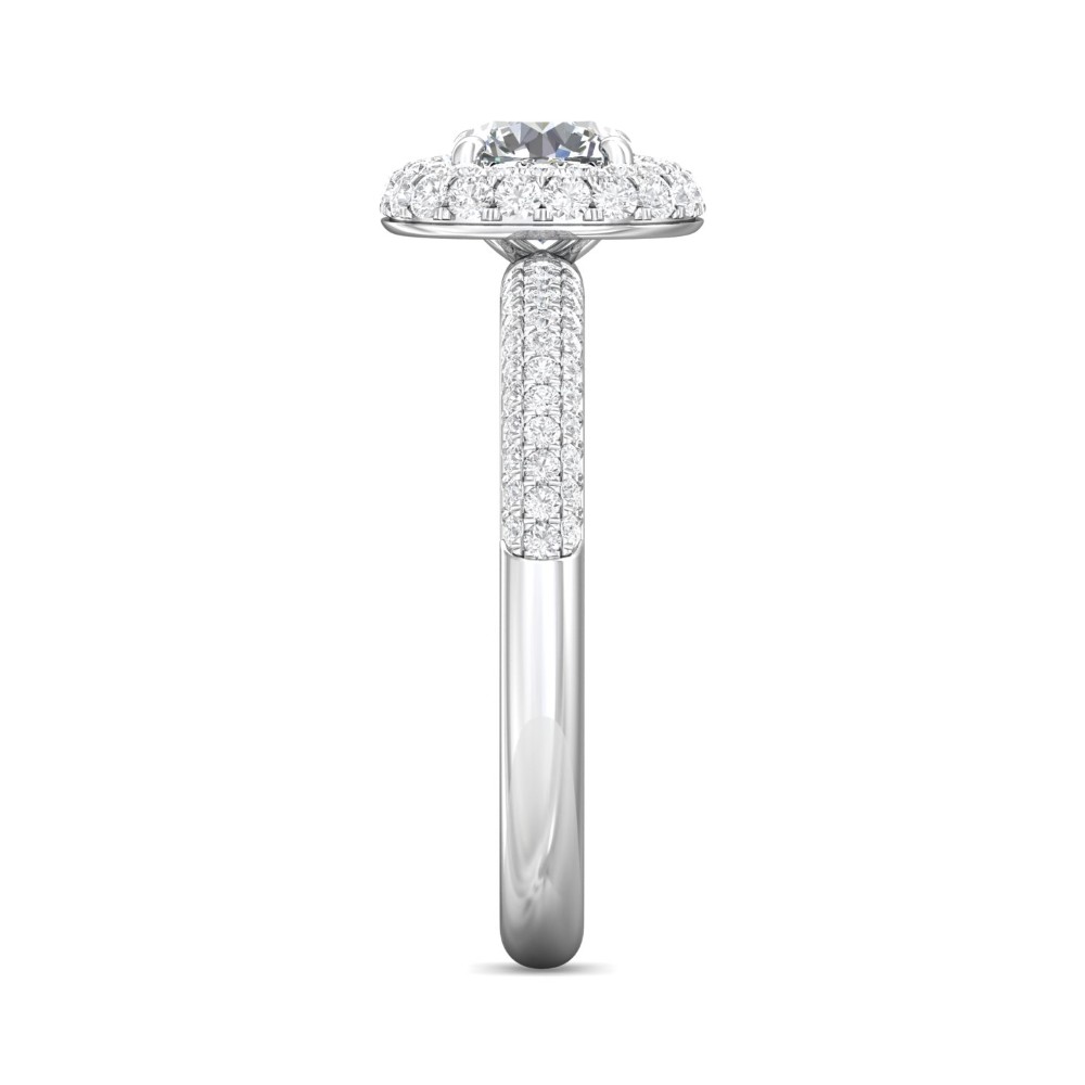 FlyerFit® 14K White Gold Micropave Halo Engagement Ring