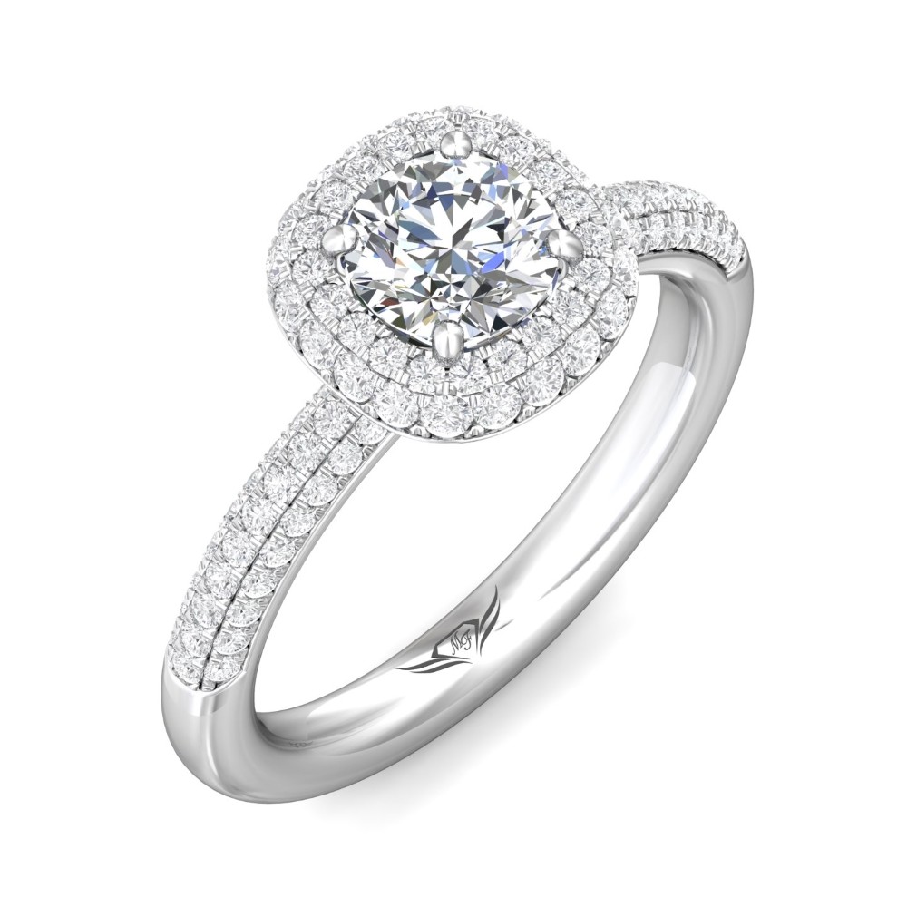 FlyerFit® 14K White Gold Micropave Halo Engagement Ring