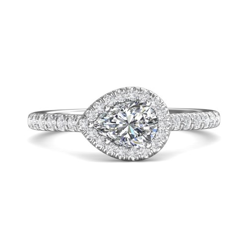 FlyerFit® 14K White Gold Micropave Halo Engagement Ring