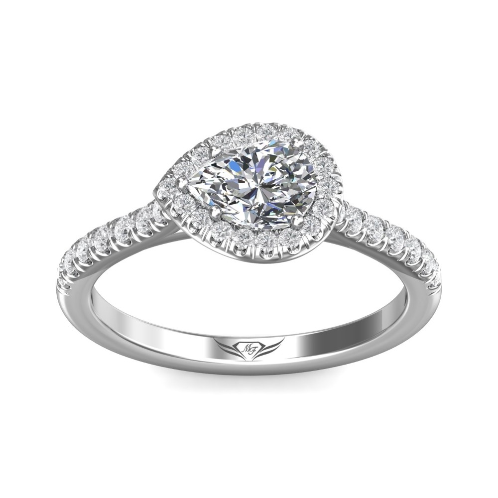 FlyerFit® 14K White Gold Micropave Halo Engagement Ring