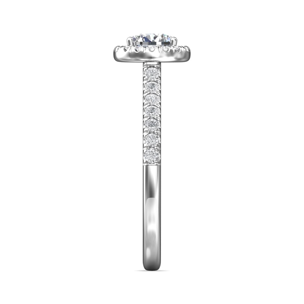 FlyerFit® 14K White Gold Micropave Halo Engagement Ring