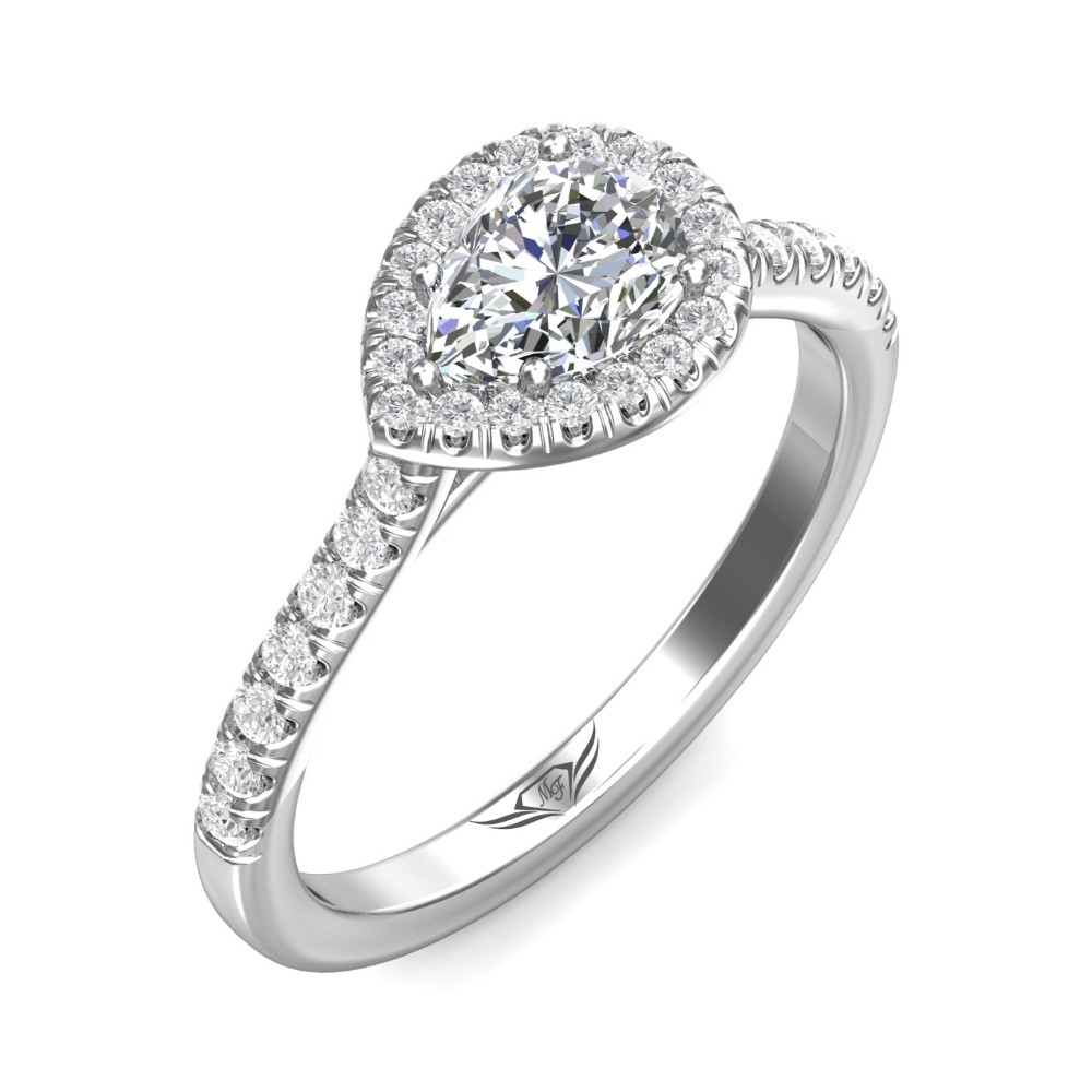 FlyerFit® 14K White Gold Micropave Halo Engagement Ring