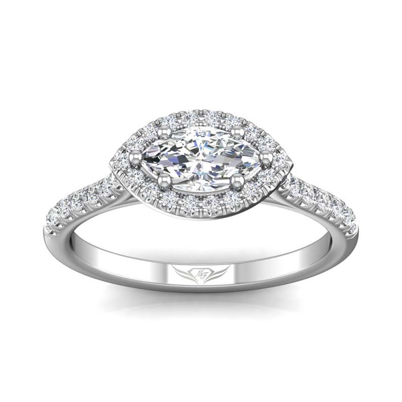 FlyerFit® 14K White Gold Micropave Halo Engagement Ring