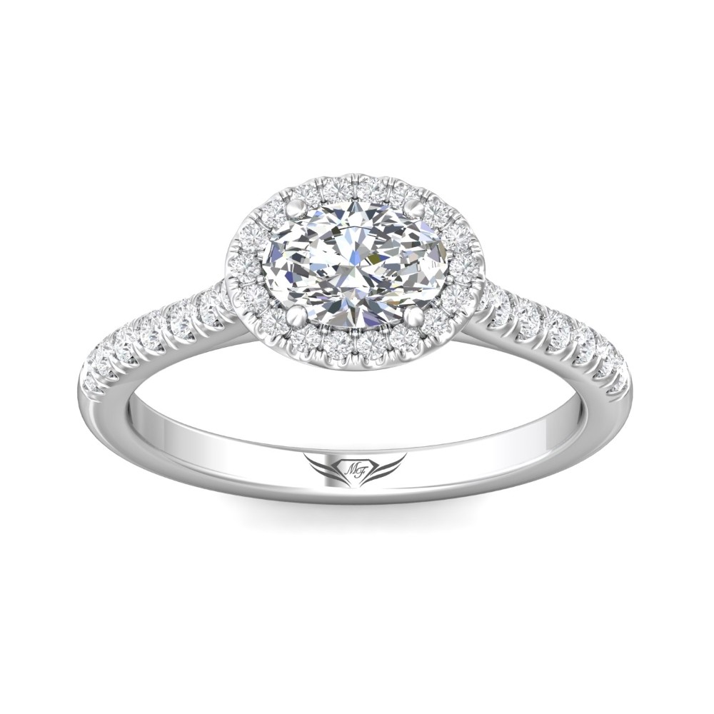 FlyerFit® 14K White Gold Micropave Halo Engagement Ring