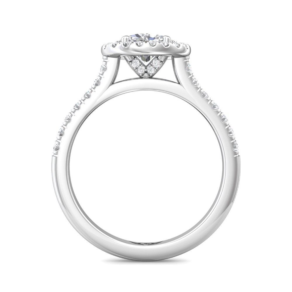 FlyerFit® 14K White Gold Micropave Halo Engagement Ring