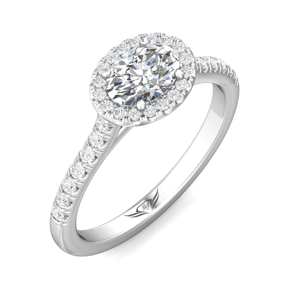 FlyerFit® 14K White Gold Micropave Halo Engagement Ring