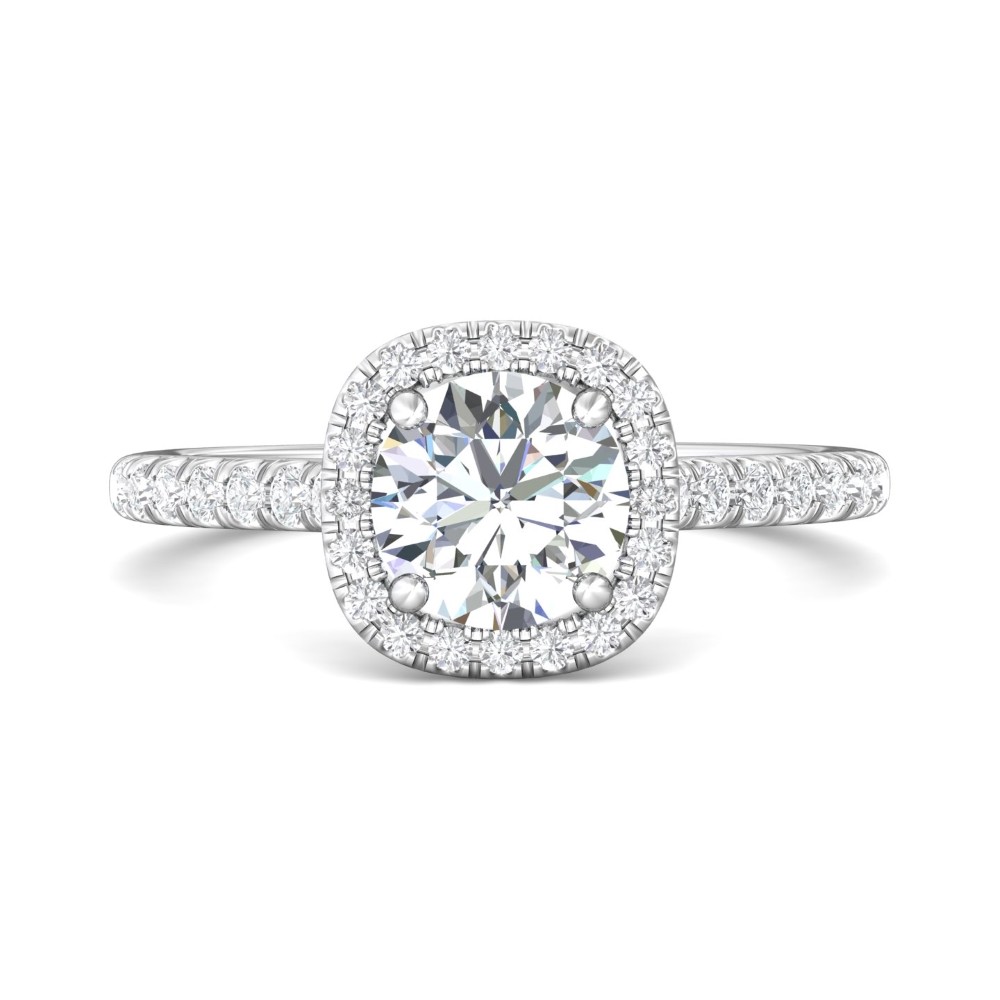 FlyerFit® 14K White Gold Micropave Halo Engagement Ring