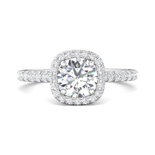 FlyerFit® 14K White Gold Micropave Halo Engagement Ring