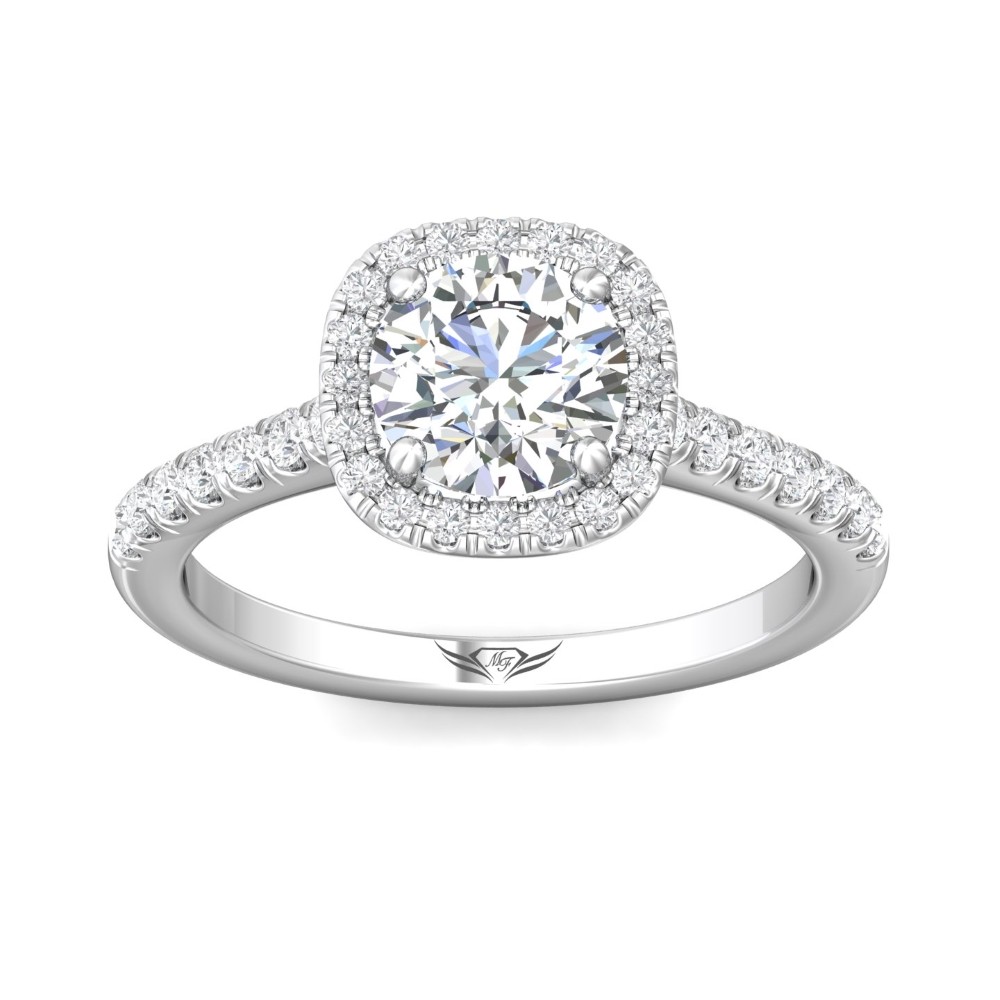 FlyerFit® 14K White Gold Micropave Halo Engagement Ring