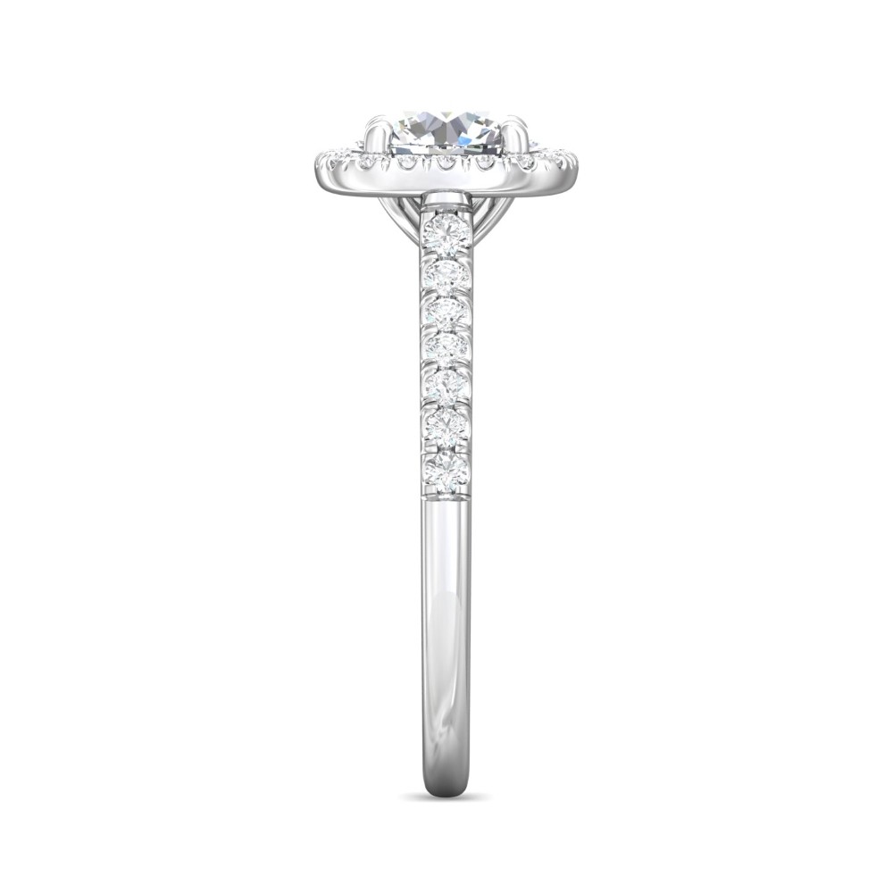 FlyerFit® 14K White Gold Micropave Halo Engagement Ring