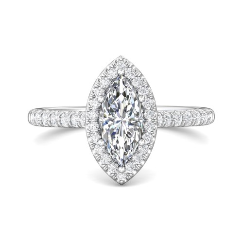 FlyerFit® 14K White Gold Micropave Halo Engagement Ring