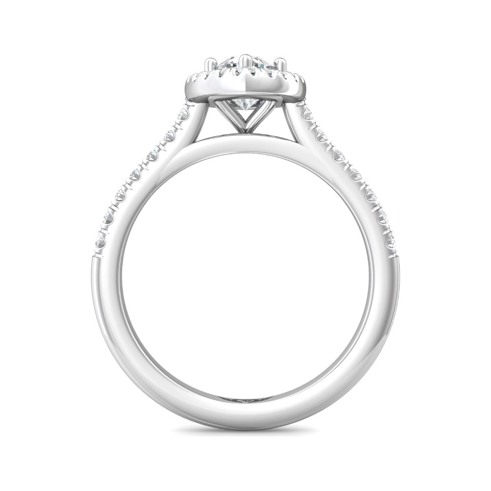 FlyerFit® 14K White Gold Micropave Halo Engagement Ring