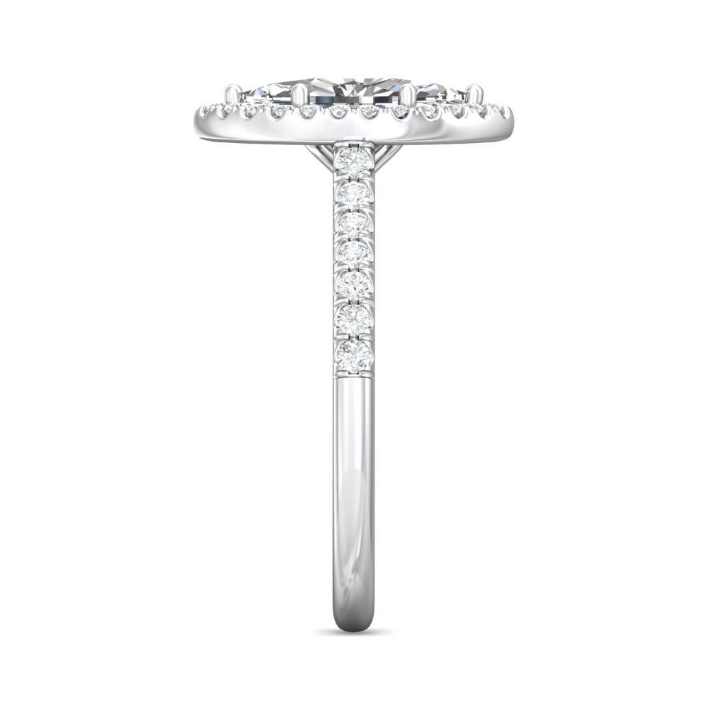 FlyerFit® 14K White Gold Micropave Halo Engagement Ring