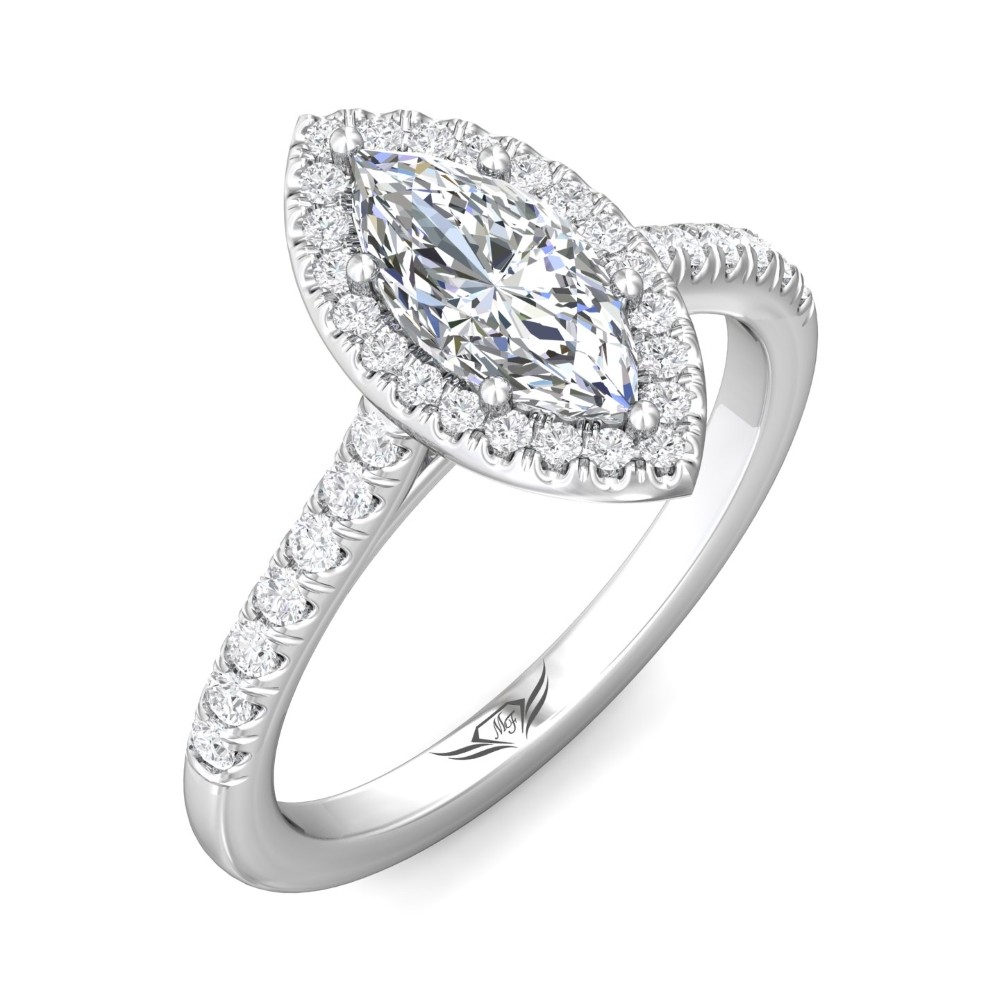 FlyerFit® 14K White Gold Micropave Halo Engagement Ring