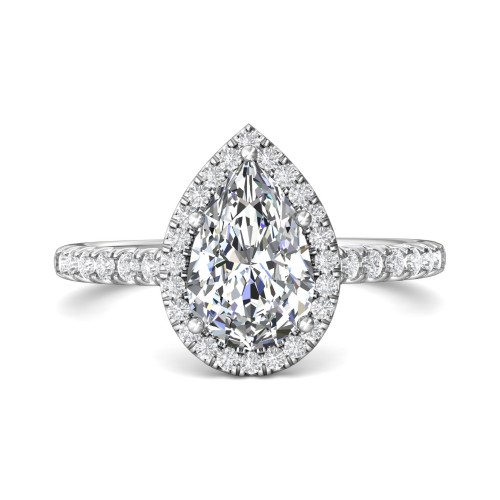 FlyerFit® 14K White Gold Micropave Halo Engagement Ring