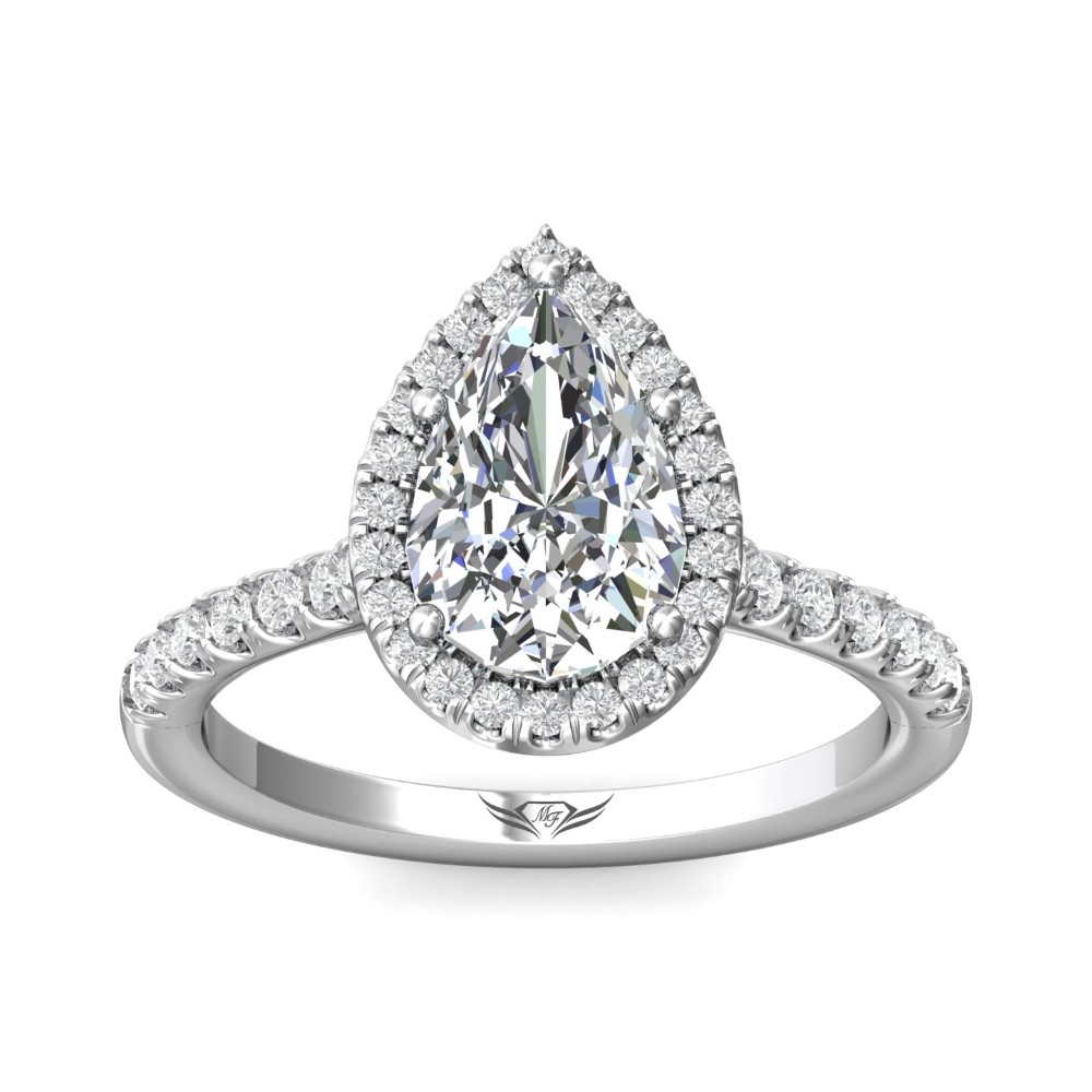 FlyerFit® 14K White Gold Micropave Halo Engagement Ring