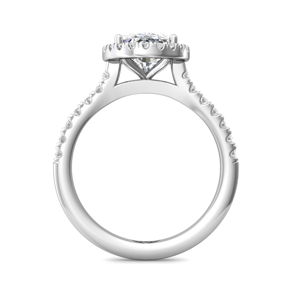 FlyerFit® 14K White Gold Micropave Halo Engagement Ring
