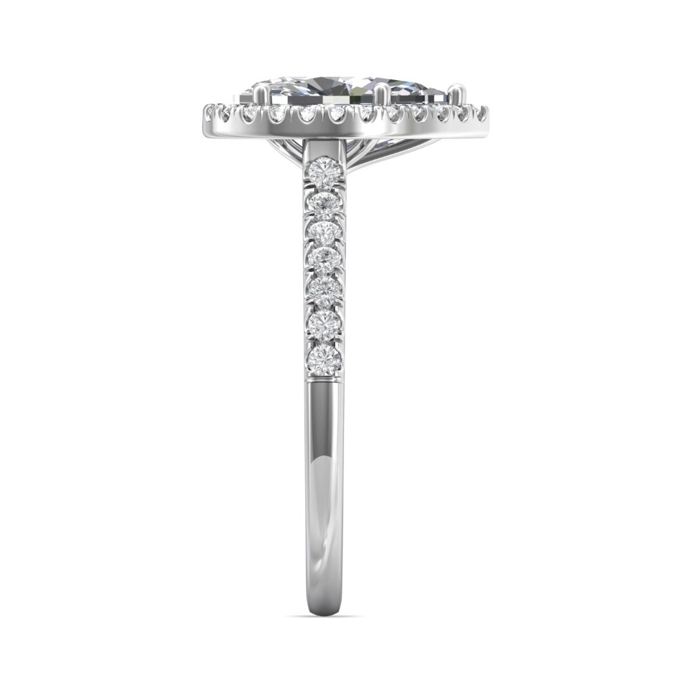 FlyerFit® 14K White Gold Micropave Halo Engagement Ring