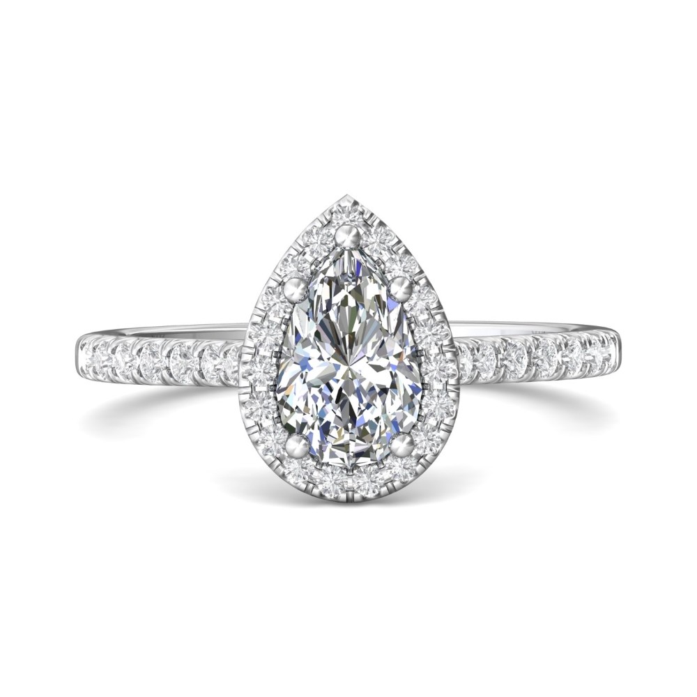 FlyerFit® 14K White Gold Micropave Halo Engagement Ring