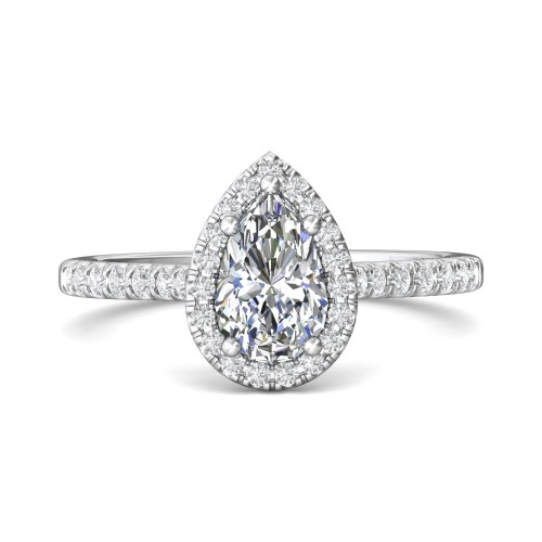 FlyerFit® 14K White Gold Micropave Halo Engagement Ring