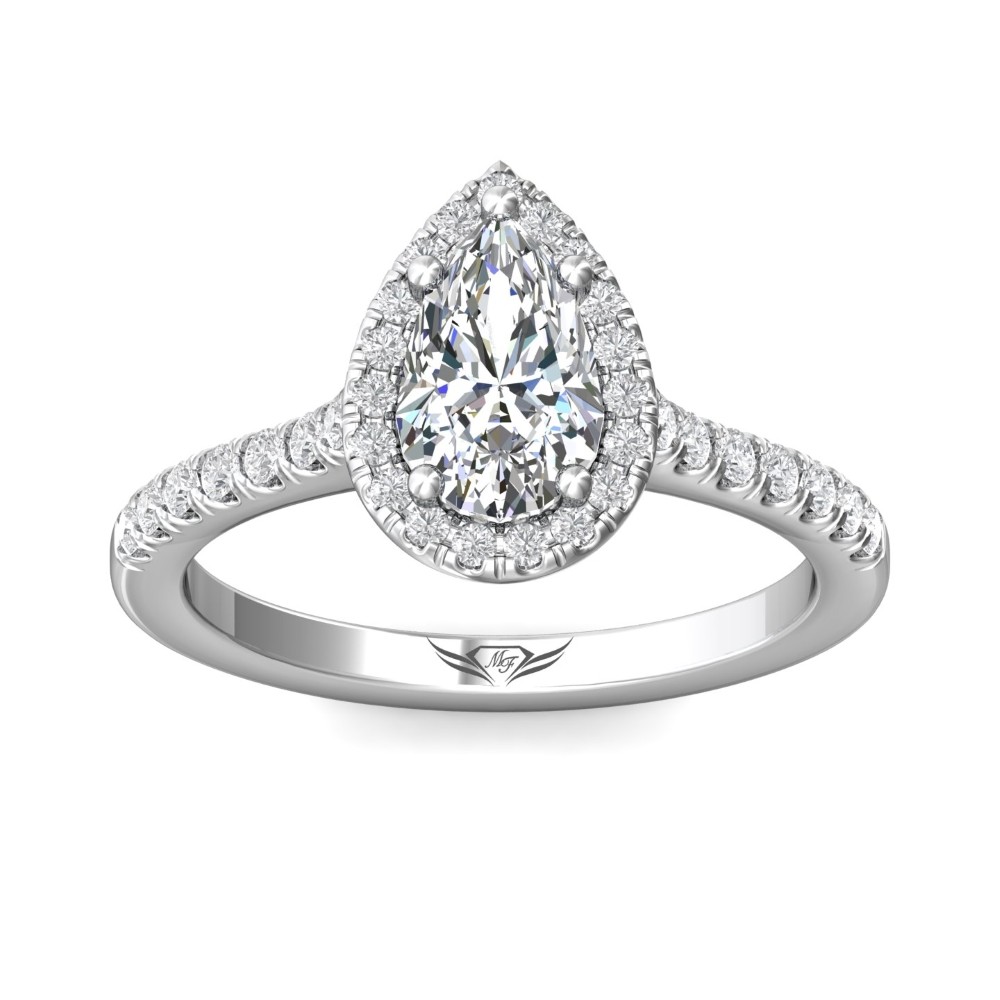 FlyerFit® 14K White Gold Micropave Halo Engagement Ring