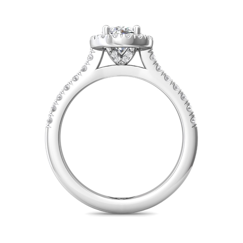 FlyerFit® 14K White Gold Micropave Halo Engagement Ring
