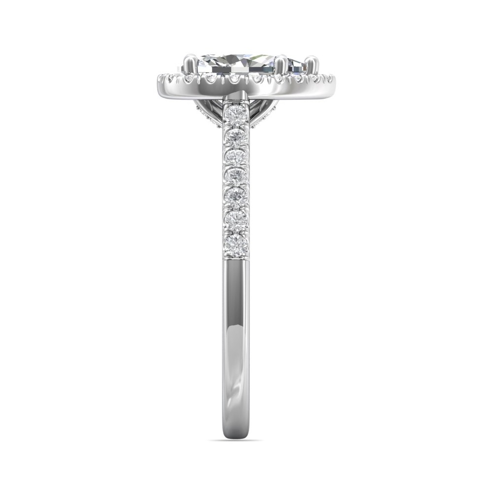 FlyerFit® 14K White Gold Micropave Halo Engagement Ring