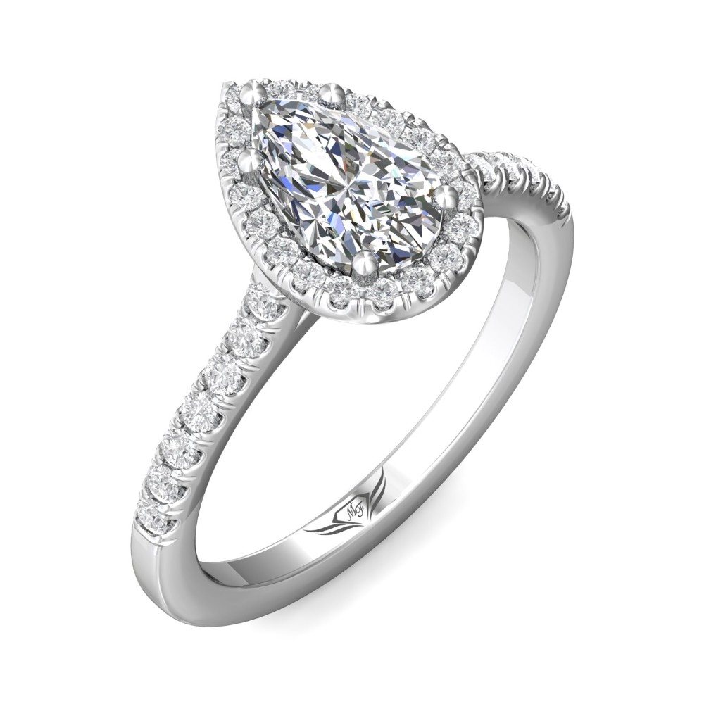 FlyerFit® 14K White Gold Micropave Halo Engagement Ring