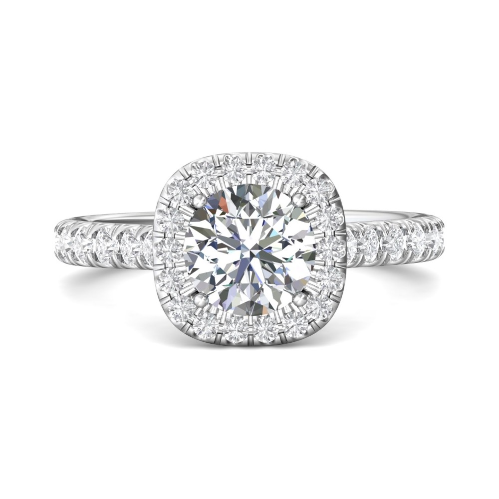 FlyerFit® 14K White Gold Micropave Halo Engagement Ring