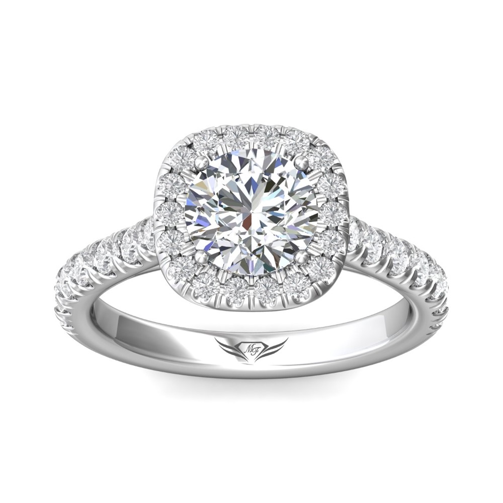 FlyerFit® 14K White Gold Micropave Halo Engagement Ring