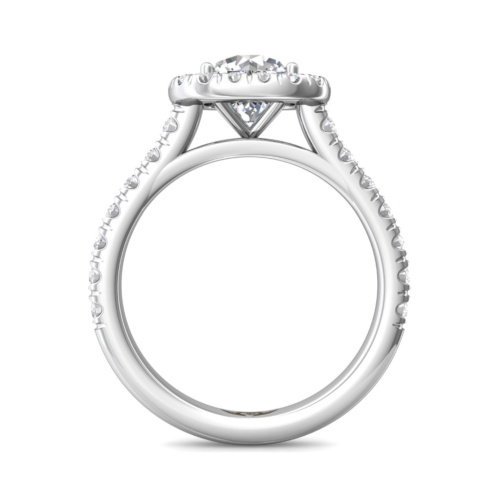 FlyerFit® 14K White Gold Micropave Halo Engagement Ring