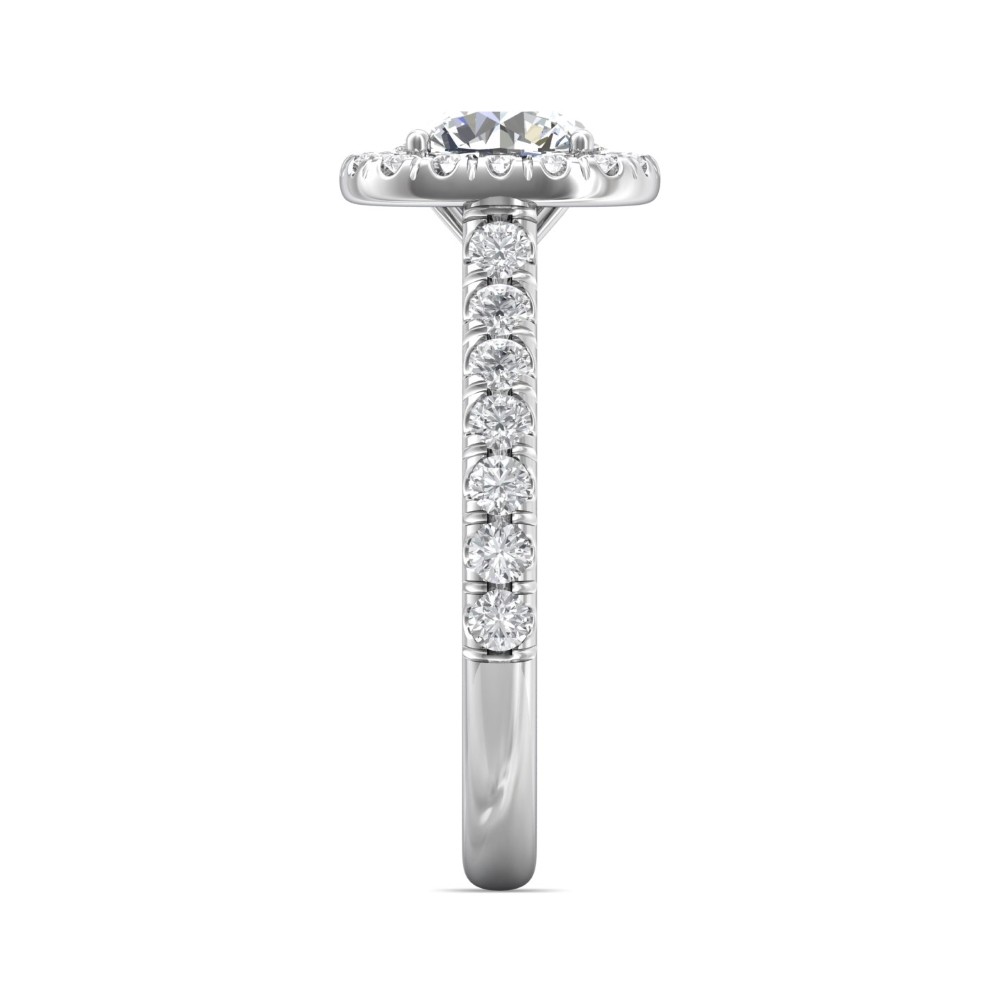 FlyerFit® 14K White Gold Micropave Halo Engagement Ring