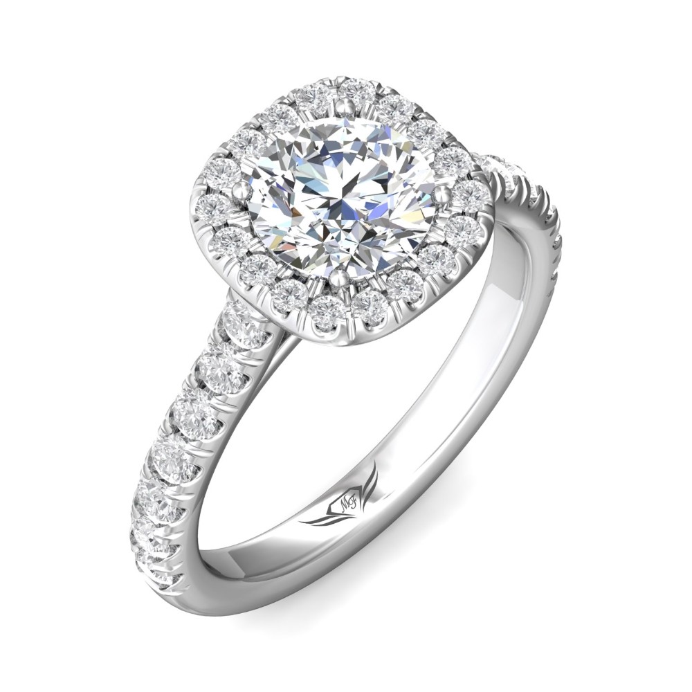 FlyerFit® 14K White Gold Micropave Halo Engagement Ring