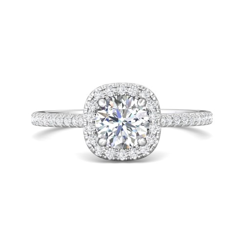 FlyerFit® 14K White Gold Micropave Halo Engagement Ring