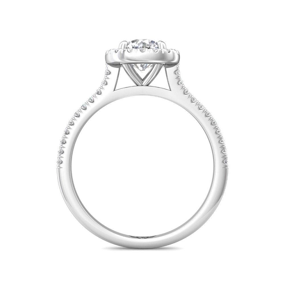FlyerFit® 14K White Gold Micropave Halo Engagement Ring