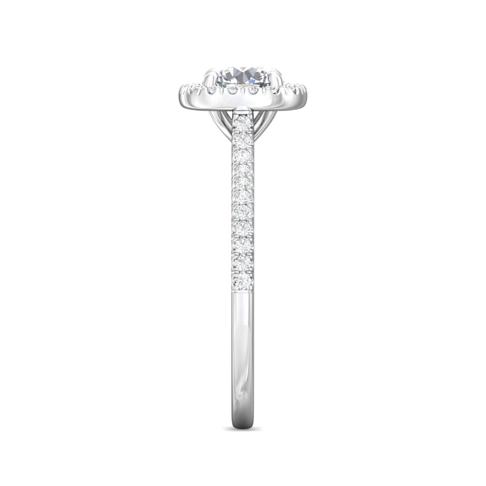 FlyerFit® 14K White Gold Micropave Halo Engagement Ring