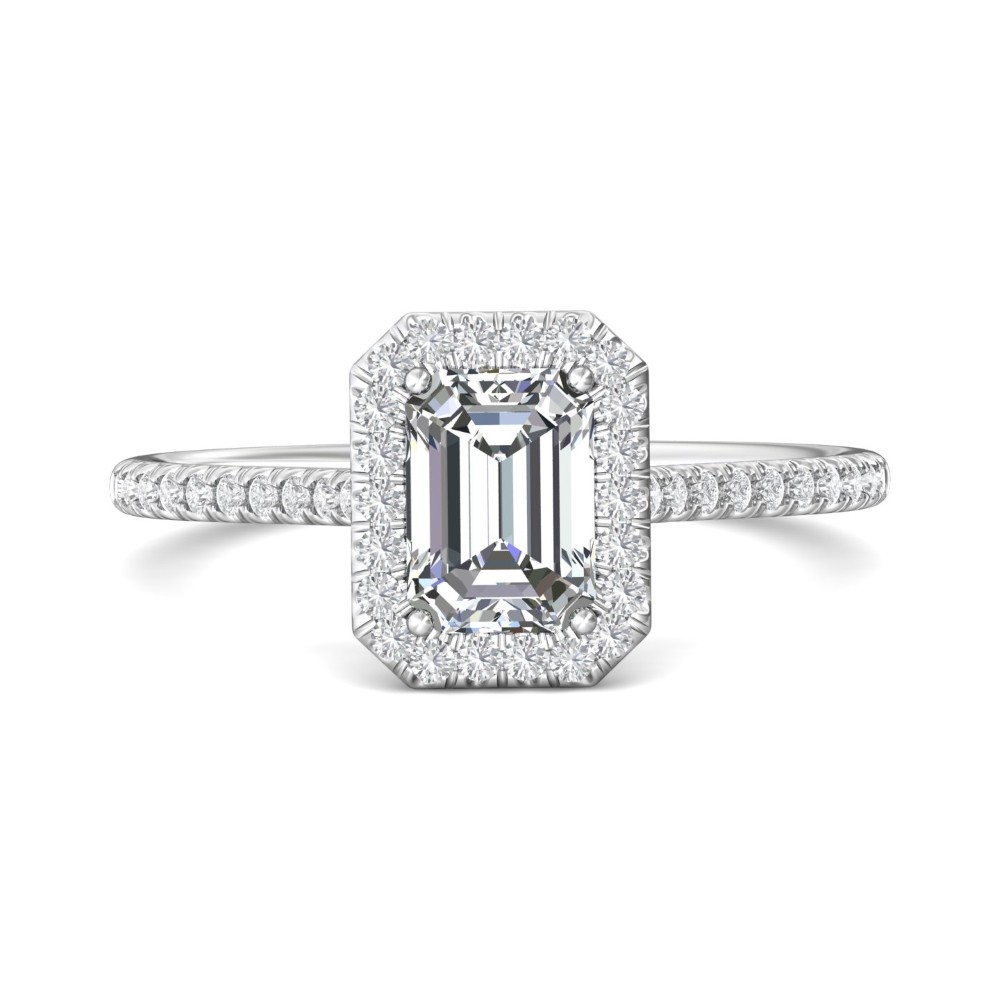 FlyerFit® 14K White Gold Micropave Halo Engagement Ring