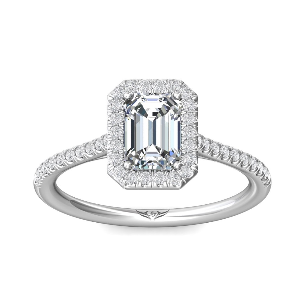FlyerFit® 14K White Gold Micropave Halo Engagement Ring