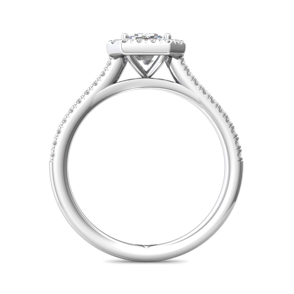 FlyerFit® 14K White Gold Micropave Halo Engagement Ring