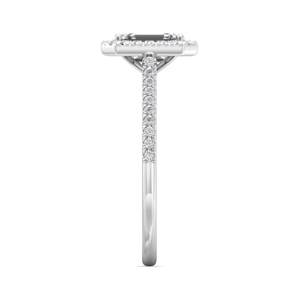FlyerFit® 14K White Gold Micropave Halo Engagement Ring