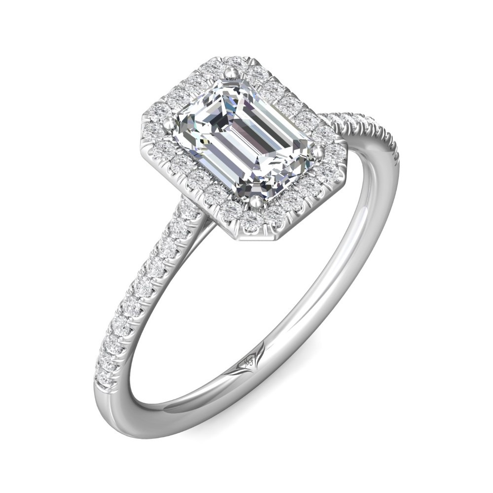 FlyerFit® 14K White Gold Micropave Halo Engagement Ring