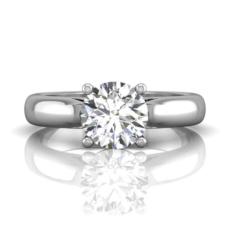 FlyerFit® 14K White Gold Solitaire Engagement Ring