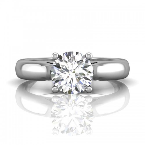 FlyerFit® 14K White Gold Solitaire Engagement Ring