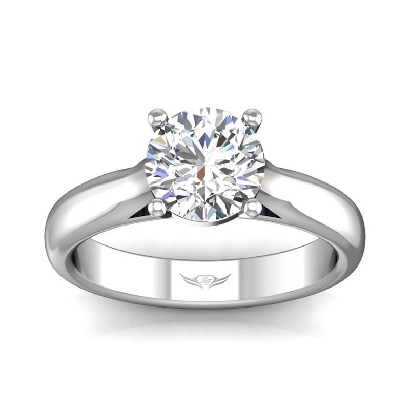 FlyerFit® 14K White Gold Solitaire Engagement Ring